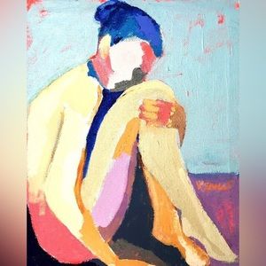 BLUSH HOLD 8x10 Art Print Figurative Abstract Portrait Expressive Modern Woman